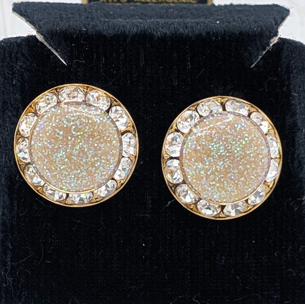 Vintage Crushed Natural Opal And Swarovski Crystal Earrings New — image 6 of 7